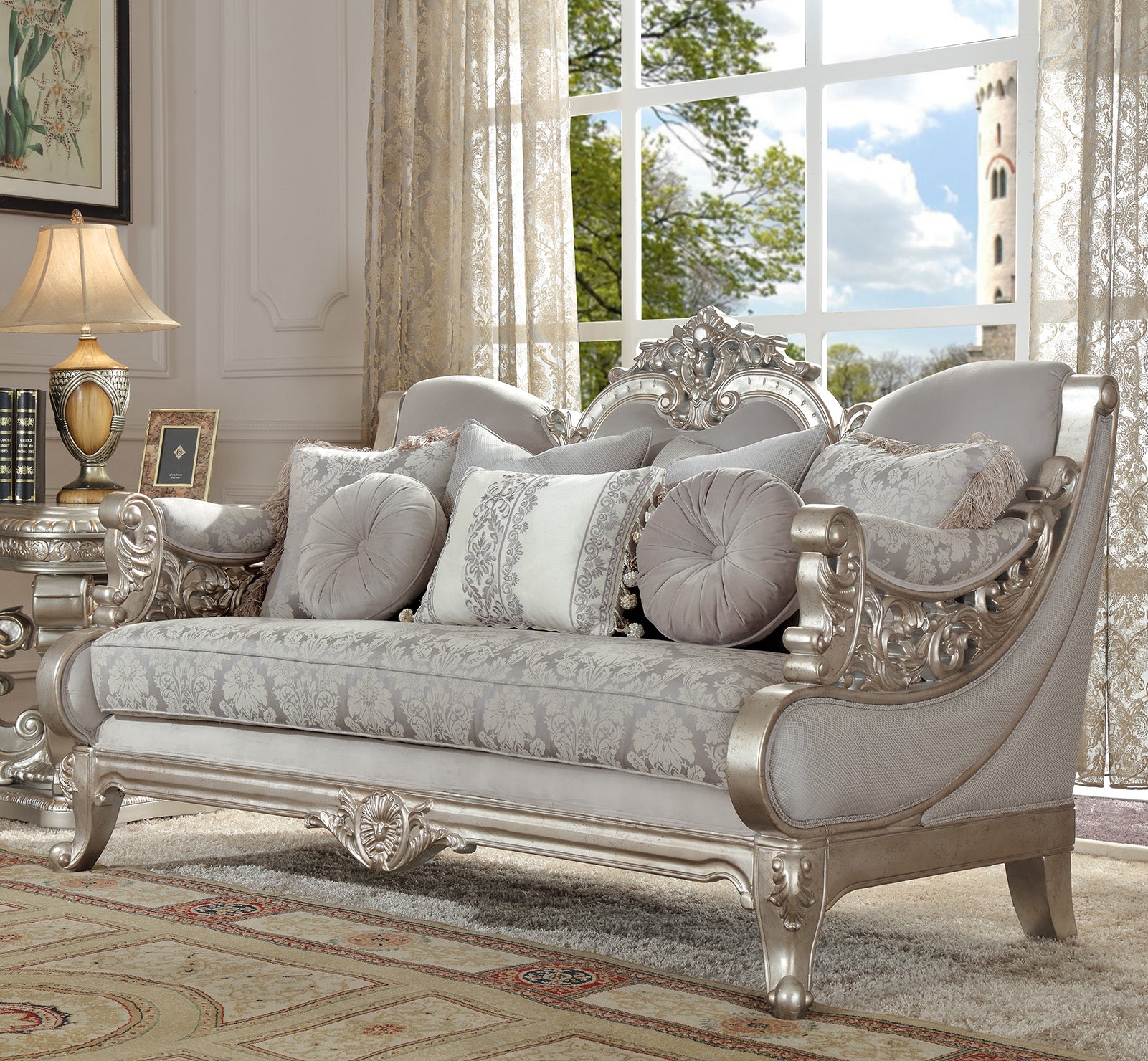 Aurora Silver 3pc Living Room Set / HD-2662 - Ornate Home