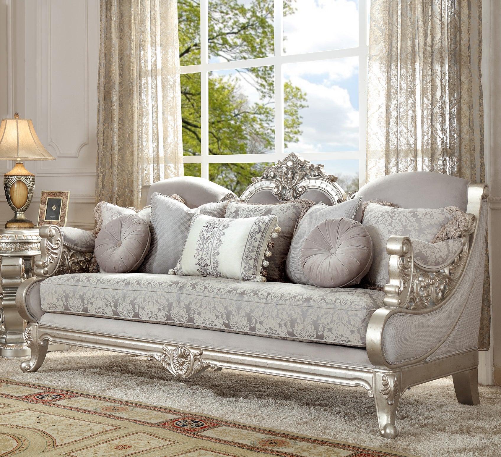 Aurora Silver 3pc Living Room Set / HD-2662 - Ornate Home