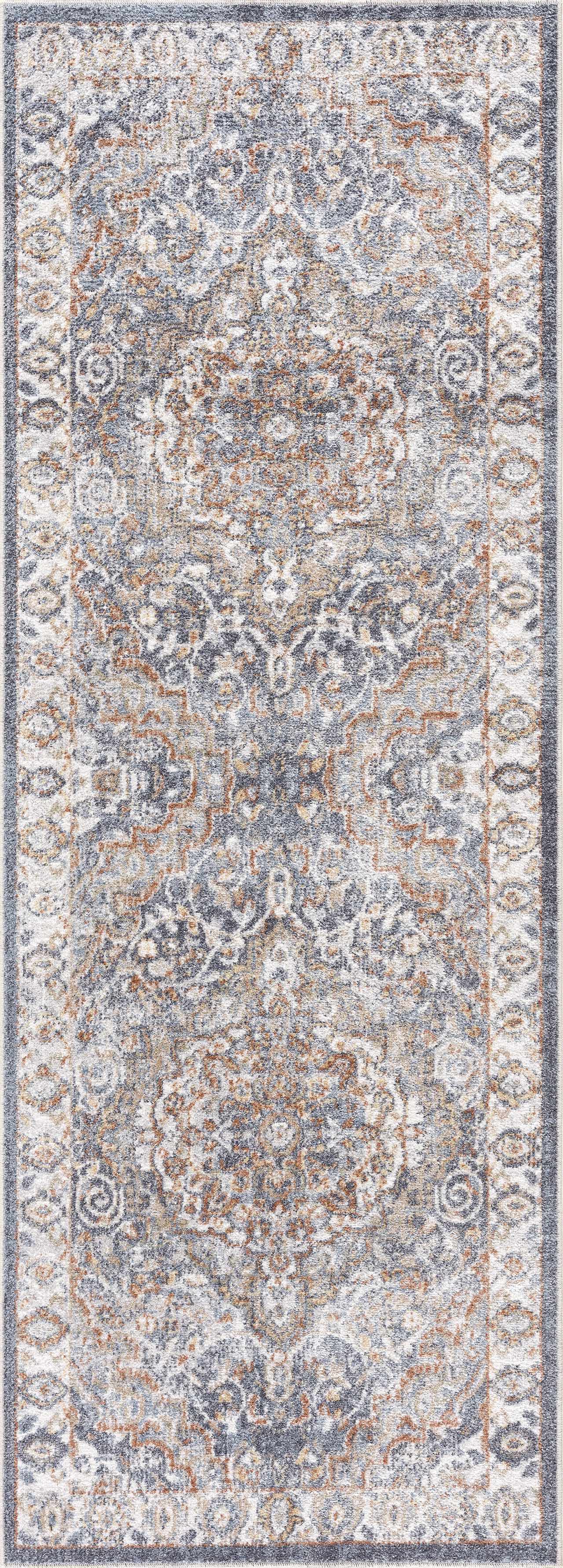 Aurum Blue & Beige Washable Area Rug - Clearance - Ornate Home