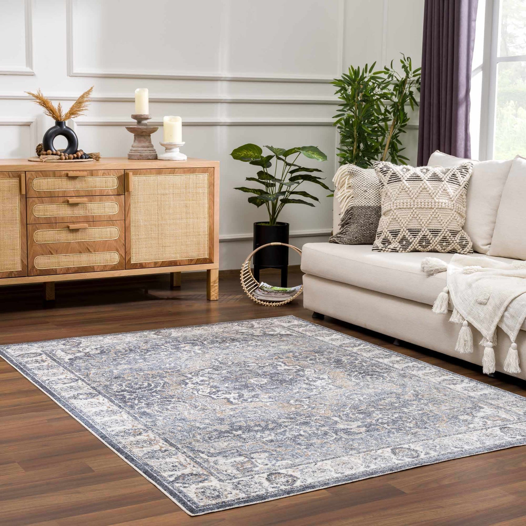 Aurum Blue Washable Area Rug - Clearance - Ornate Home