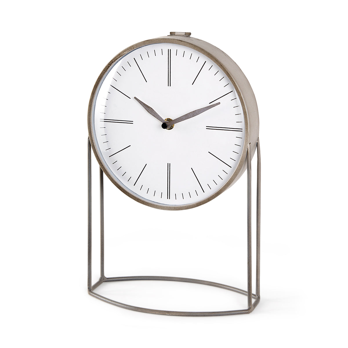 Aurus Matte Gray Metal Table Clock - Ornate Home