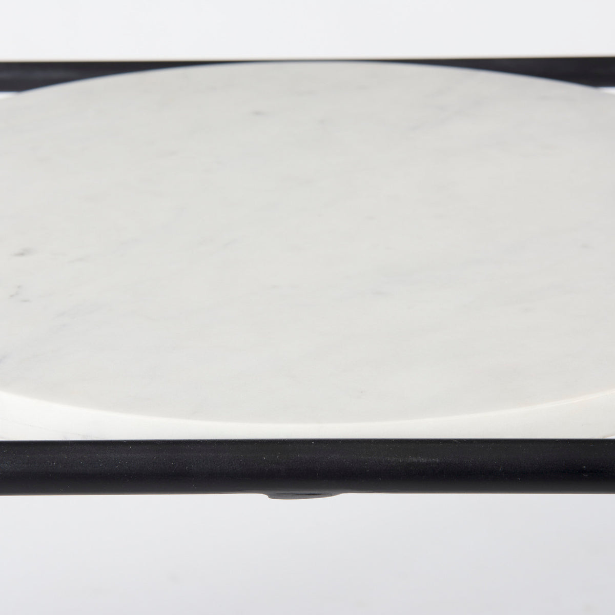 Austen White/Black Round Marble Top Side Table