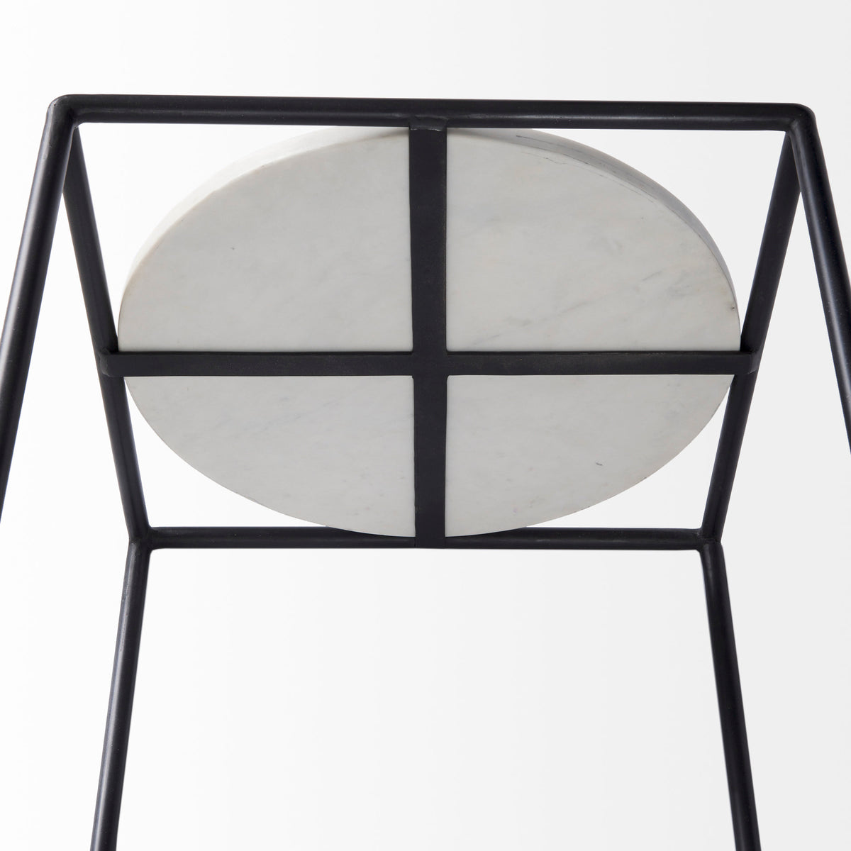 Austen White/Black Round Marble Top Side Table