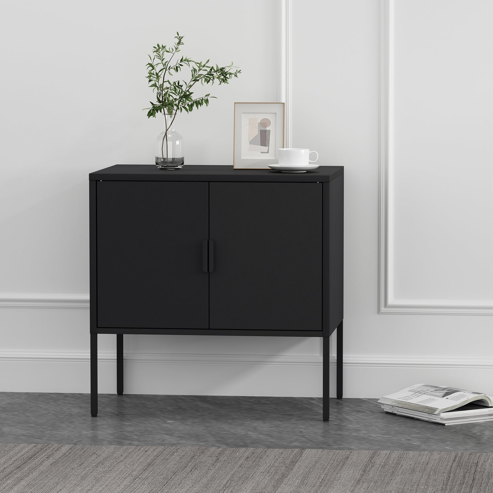 Ava 23.6" Accent Cabinet in Black - Ornate Home