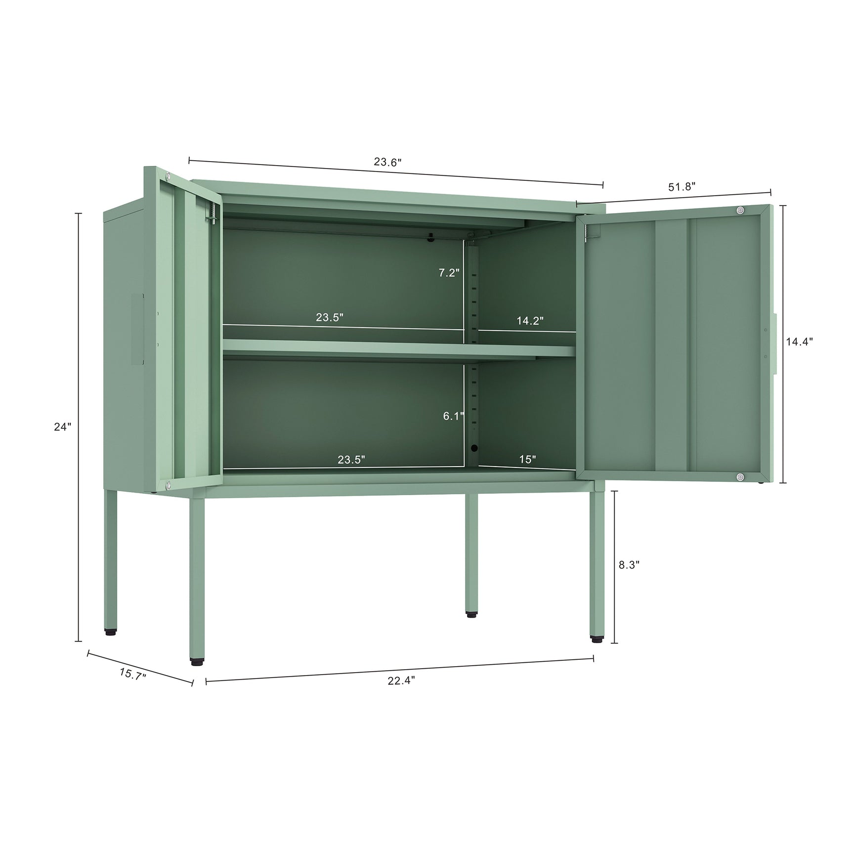 Ava 23.6" Accent Cabinet in Green - Ornate Home