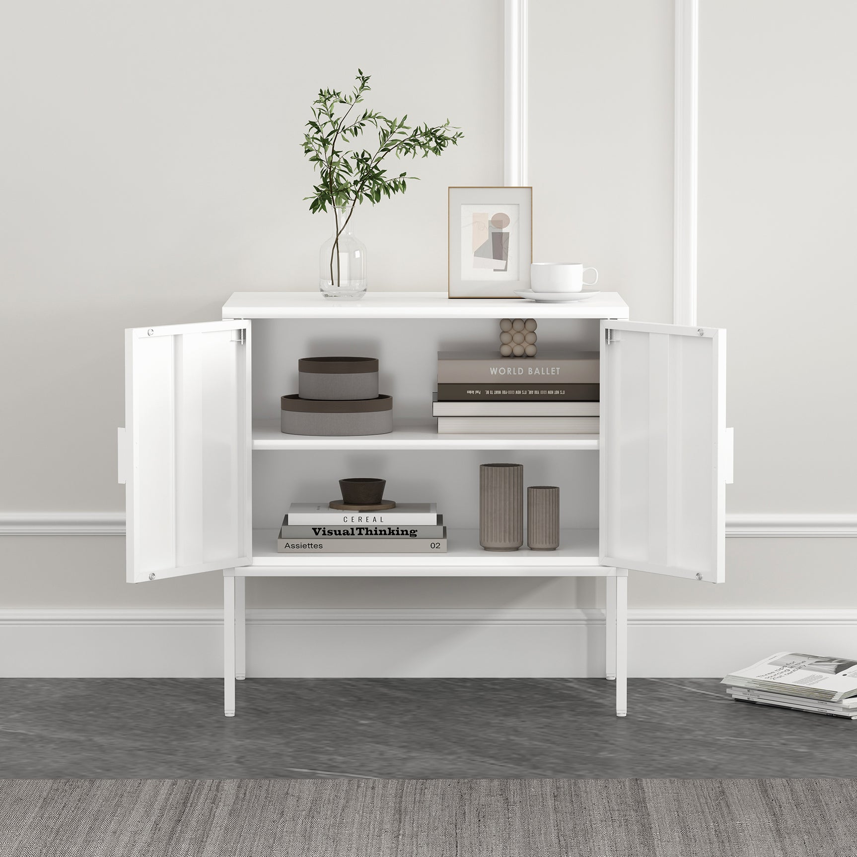 Ava 23.6" Accent Cabinet in White - Ornate Home