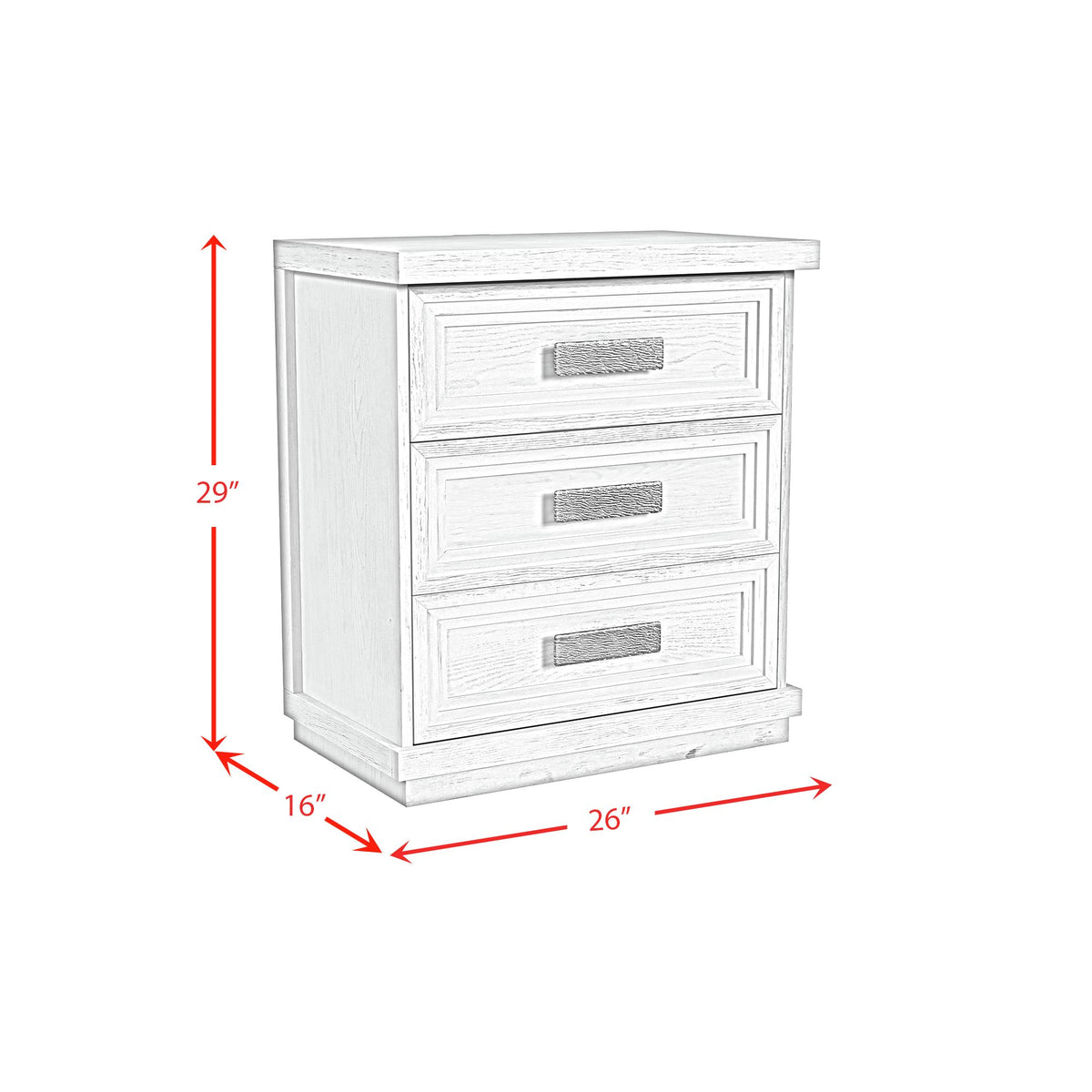 Avalanche Antique White 3-Drawer Nightstand with USB - Ornate Home
