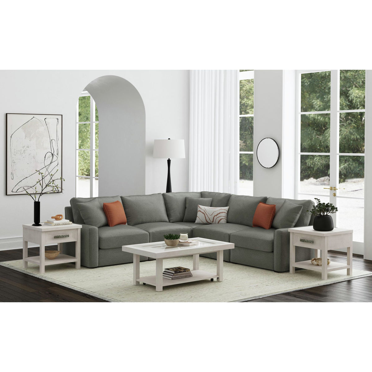 Avalanche Antique White 3-Piece Occasional Table Set with Coffee Table & Two End Table