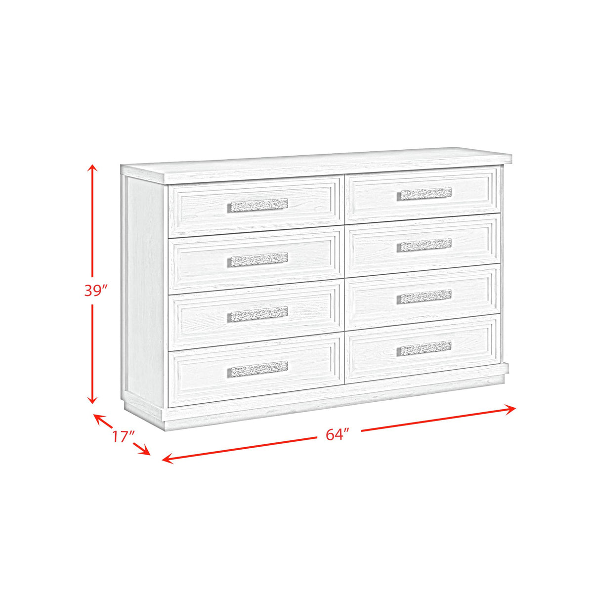 Avalanche Antique White 8-Drawer Dresser - Ornate Home