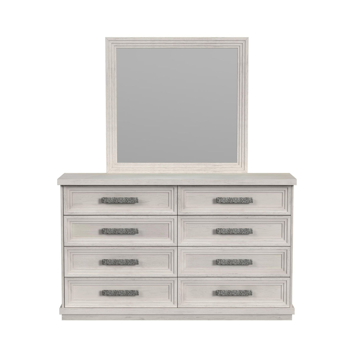 Avalanche Antique White Dresser & Mirror Set - Ornate Home