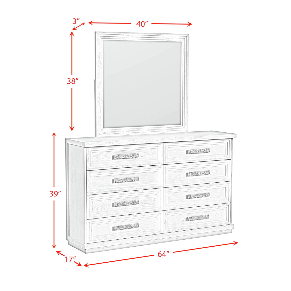 Avalanche Antique White Dresser & Mirror Set - Ornate Home