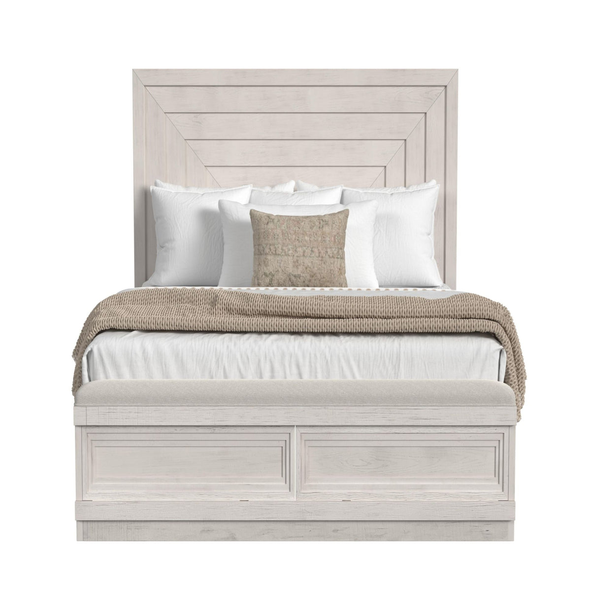 Avalanche Antique White Queen Storage Bed