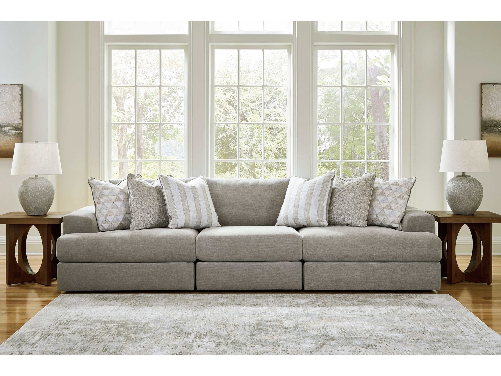 Avaliyah Ash Gray Chenille 3pc Sectional Sofa (Online Special Price) - Ornate Home