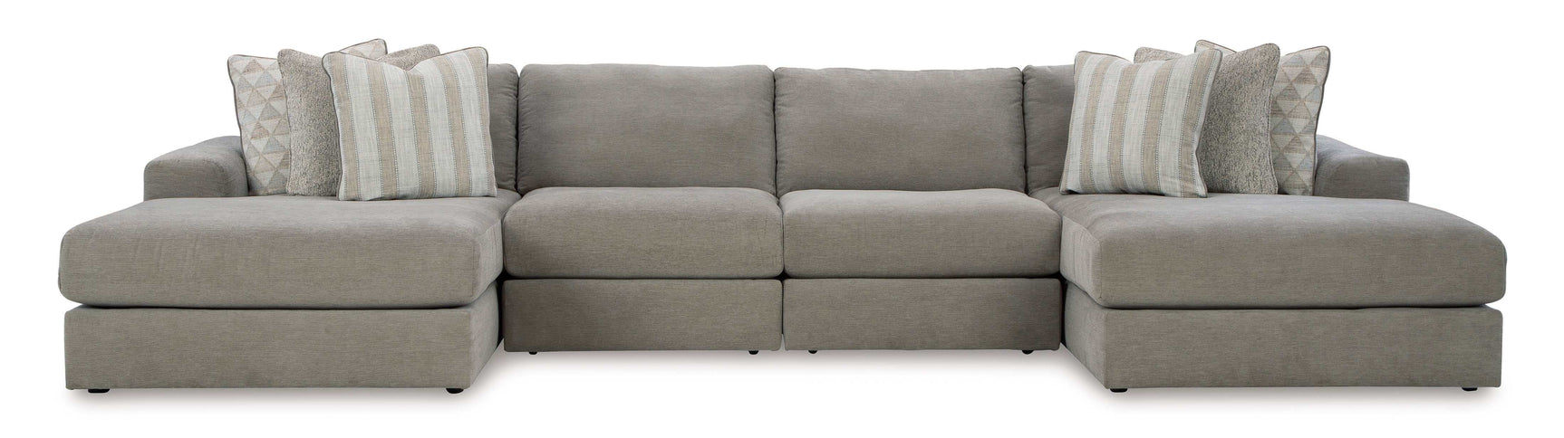 Avaliyah Ash Gray Chenille 4pc "U" Shape Double Chaise Sectional (Online Special Price) - Ornate Home