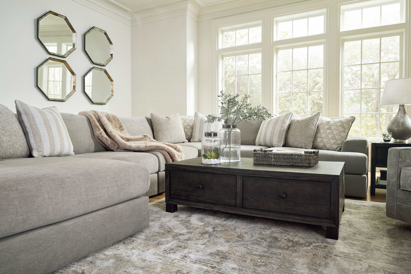 Avaliyah Ash Gray Chenille 6pc LAF Chaise Sectional - Ornate Home