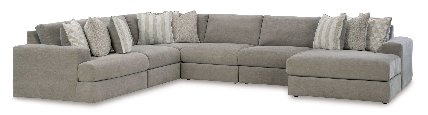 Avaliyah Ash Gray Chenille 6pc RAF Chaise Sectional (Online Special Price) - Ornate Home