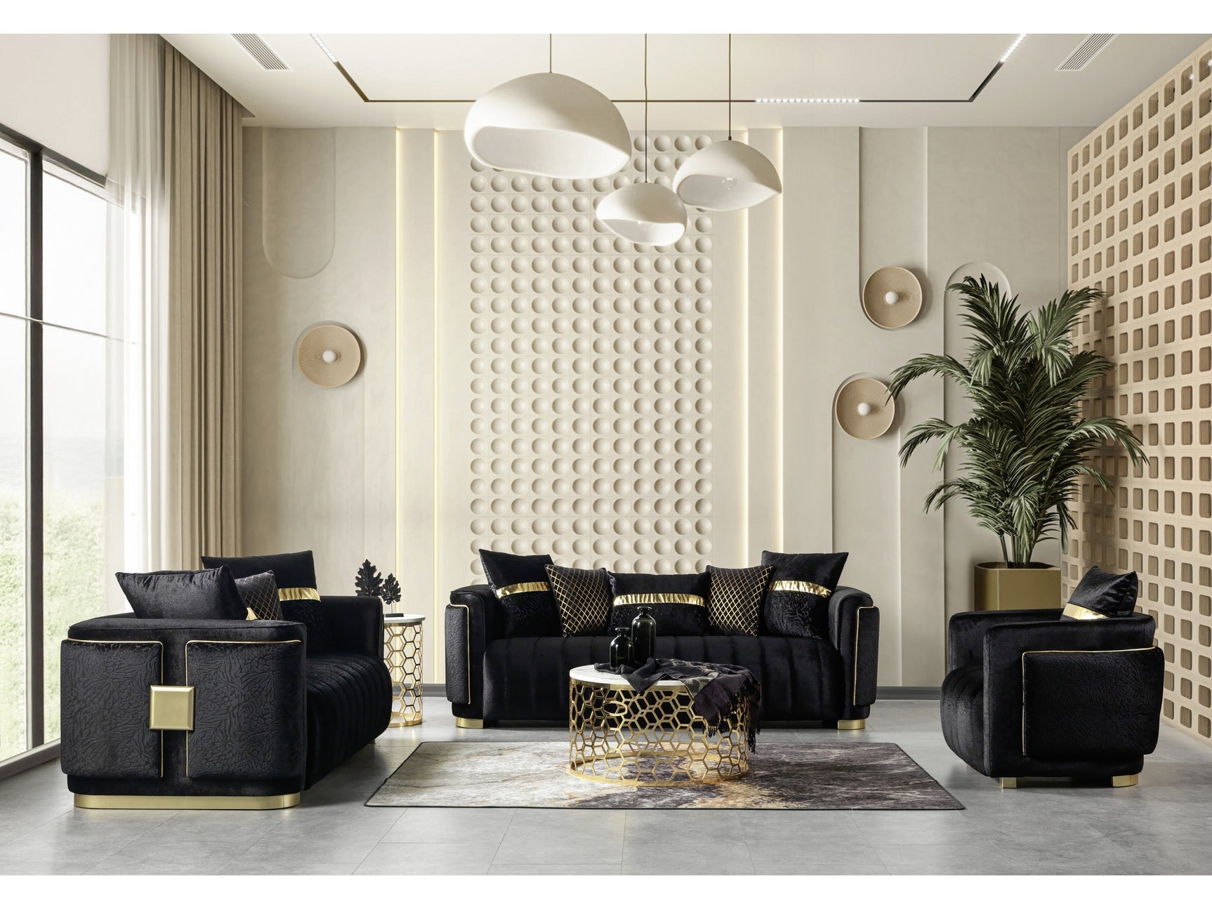 Avanos Black Loveseat - Ornate Home