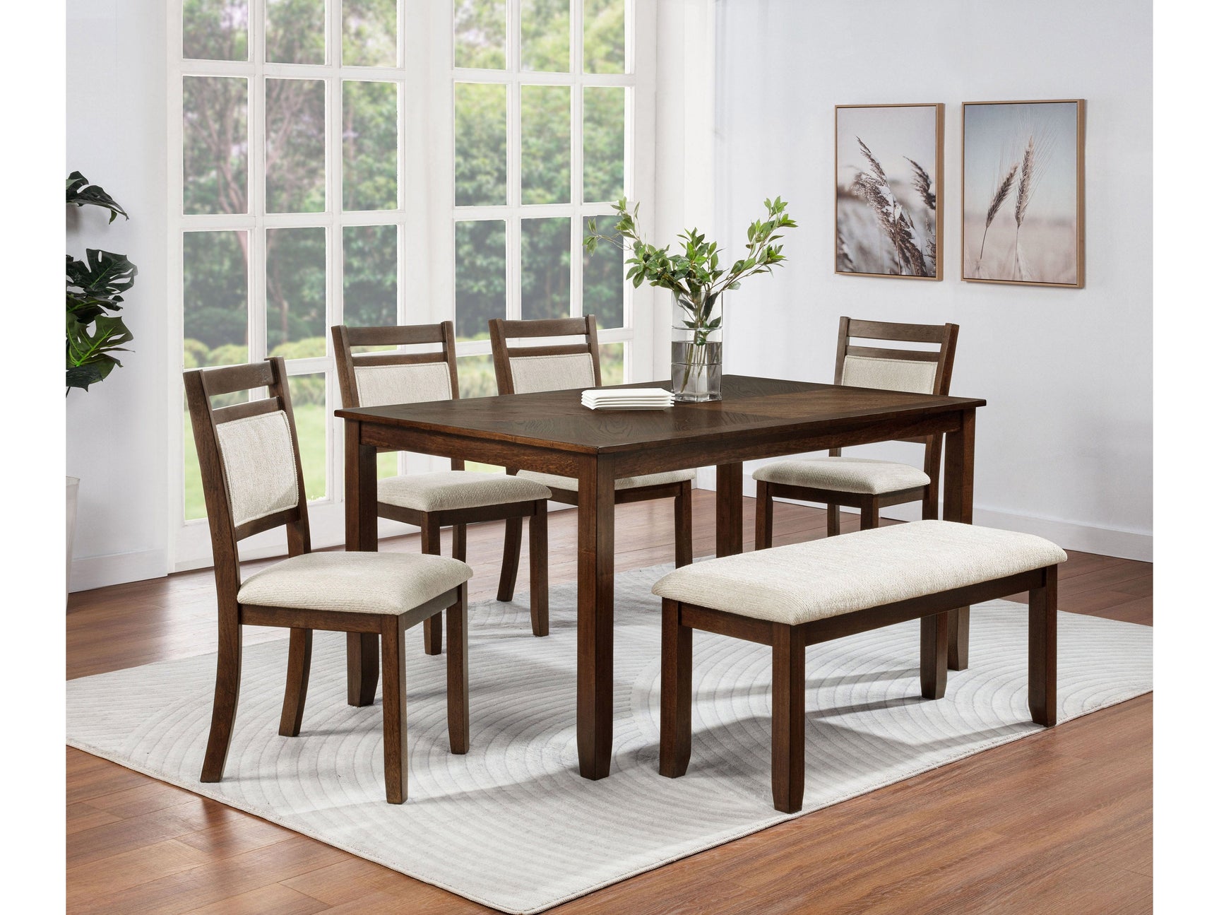 Avasa Cream/Brown 6-Piece Dining Set - Ornate Home