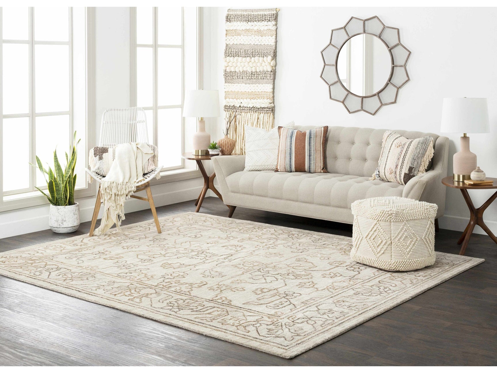 Aveley Beige Cotton Knitted Pouf - Ornate Home