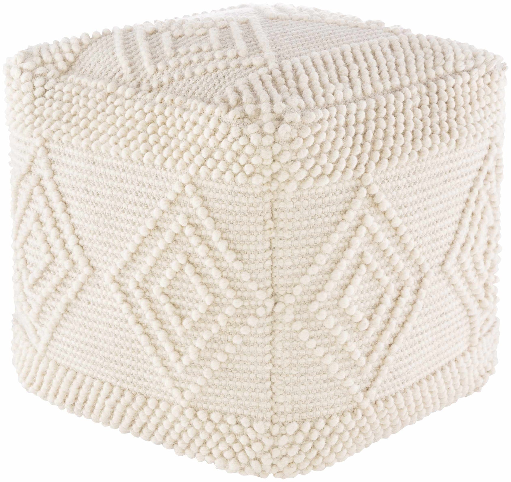 Aveley Beige Cotton Knitted Pouf - Ornate Home