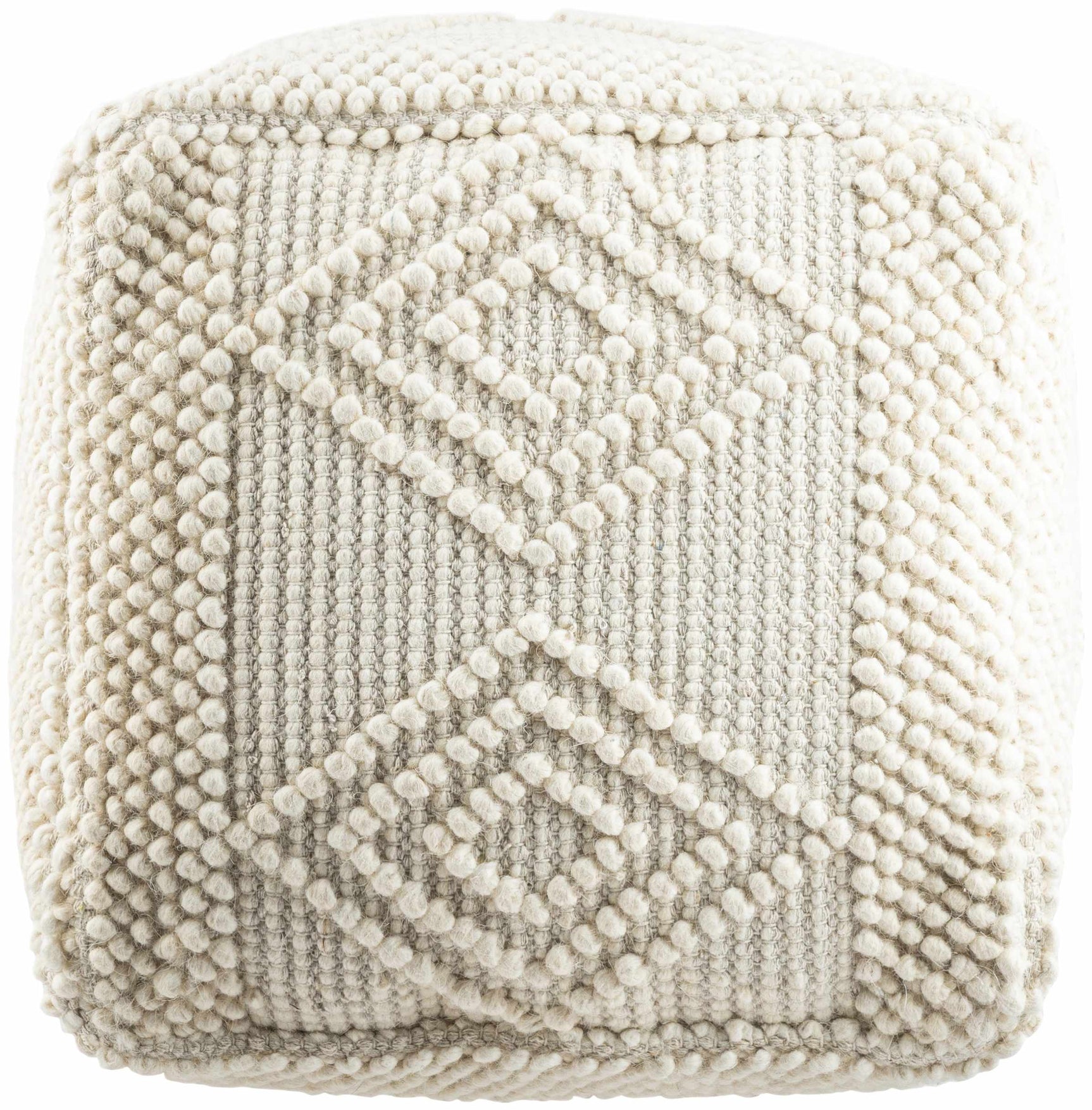Aveley Beige Cotton Knitted Pouf - Ornate Home