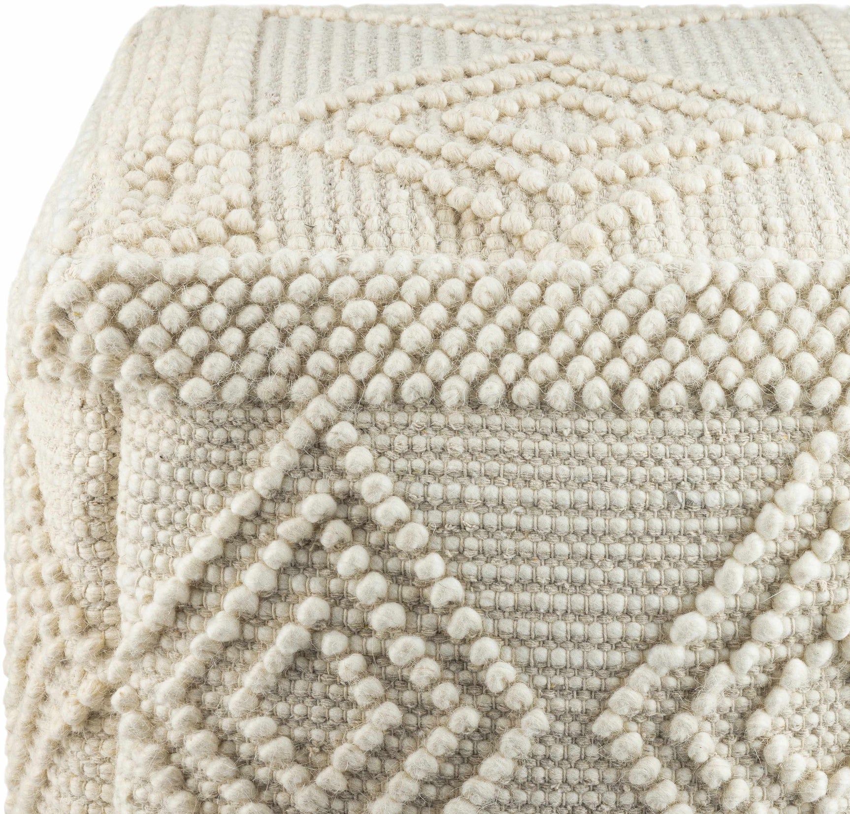 Aveley Beige Cotton Knitted Pouf - Ornate Home