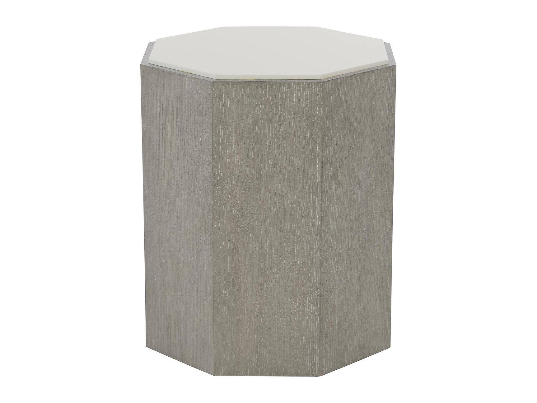 Avenue Lacquered White/Cerused Greige Side Table - Ornate Home