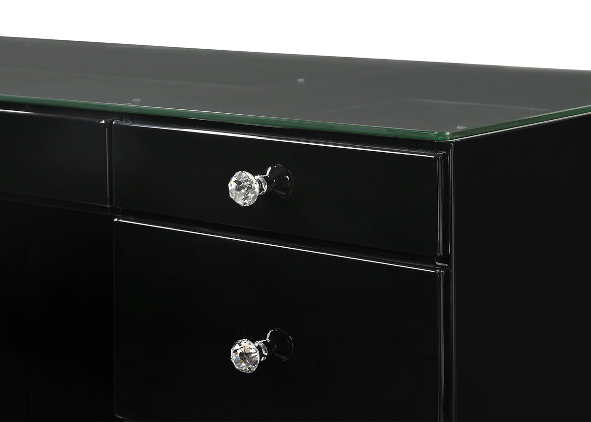 Avery Black Vanity Set w/LED Mirror & Stool - Ornate Home