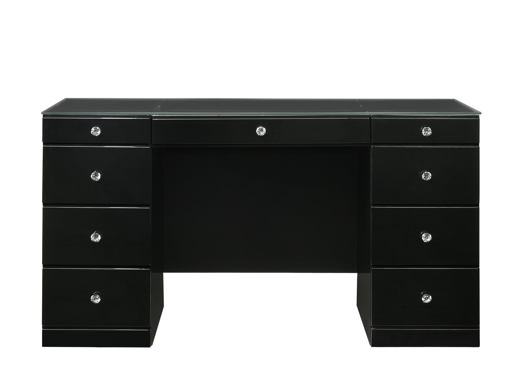 Avery Black Vanity Set w/LED Mirror & Stool - Ornate Home
