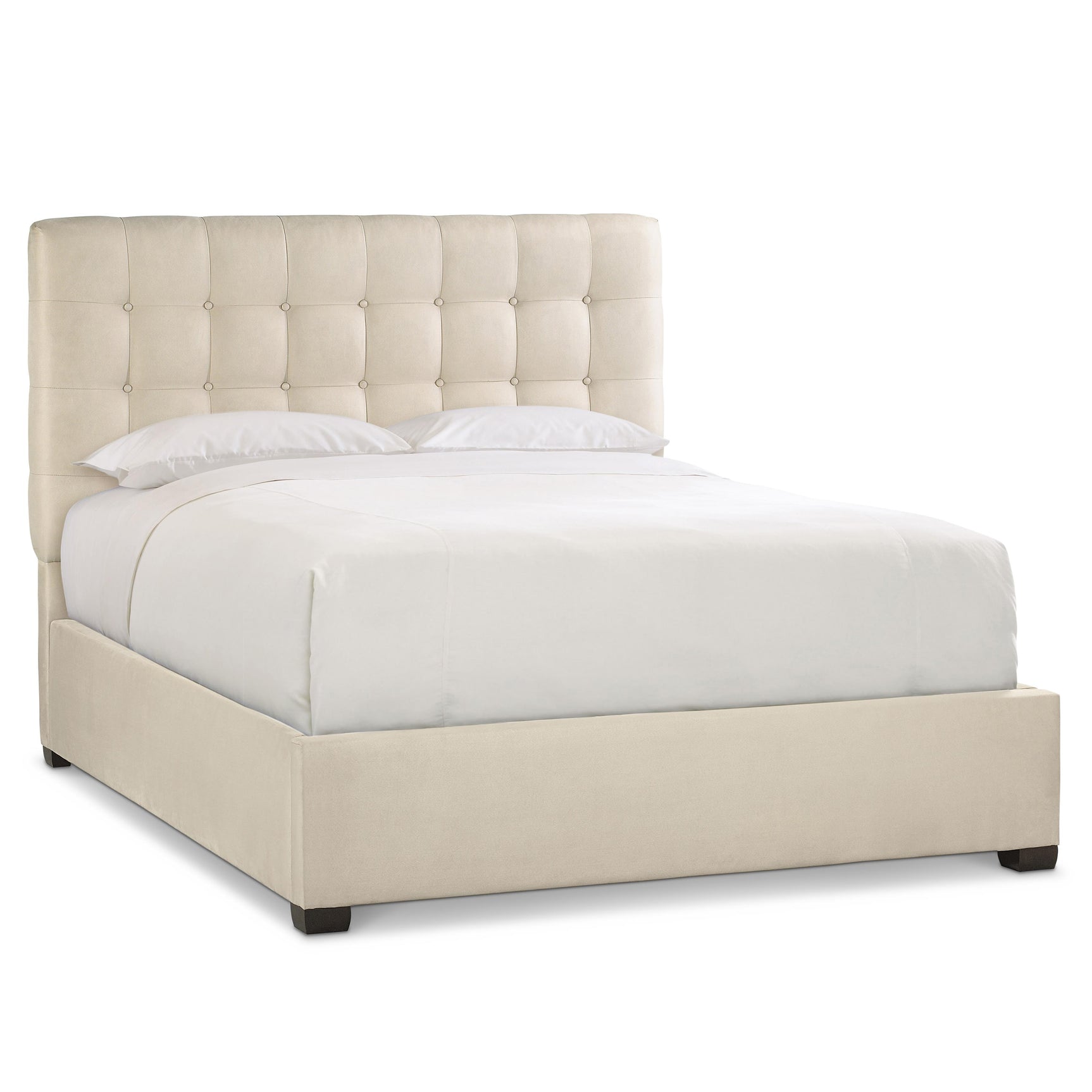 Avery White/Cream Fabric California King Panel Bed – Standart Headboard - Ornate Home