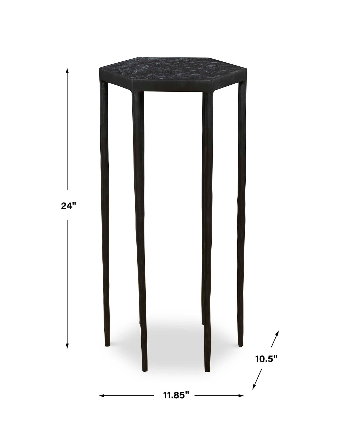 Aviary Black Hexagonal Accent Table - Ornate Home