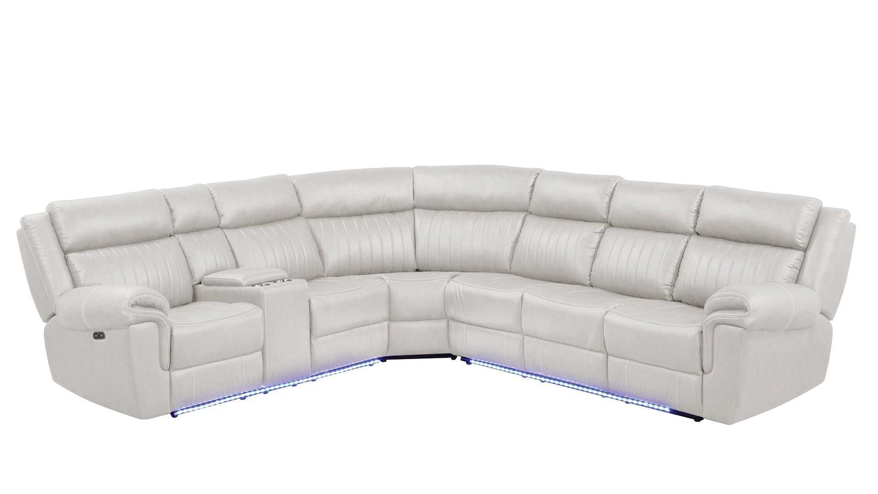 Aviator Ice Leather Power Reclining Sectional w/ Console & Drop-down Touchpad - Ornate Home