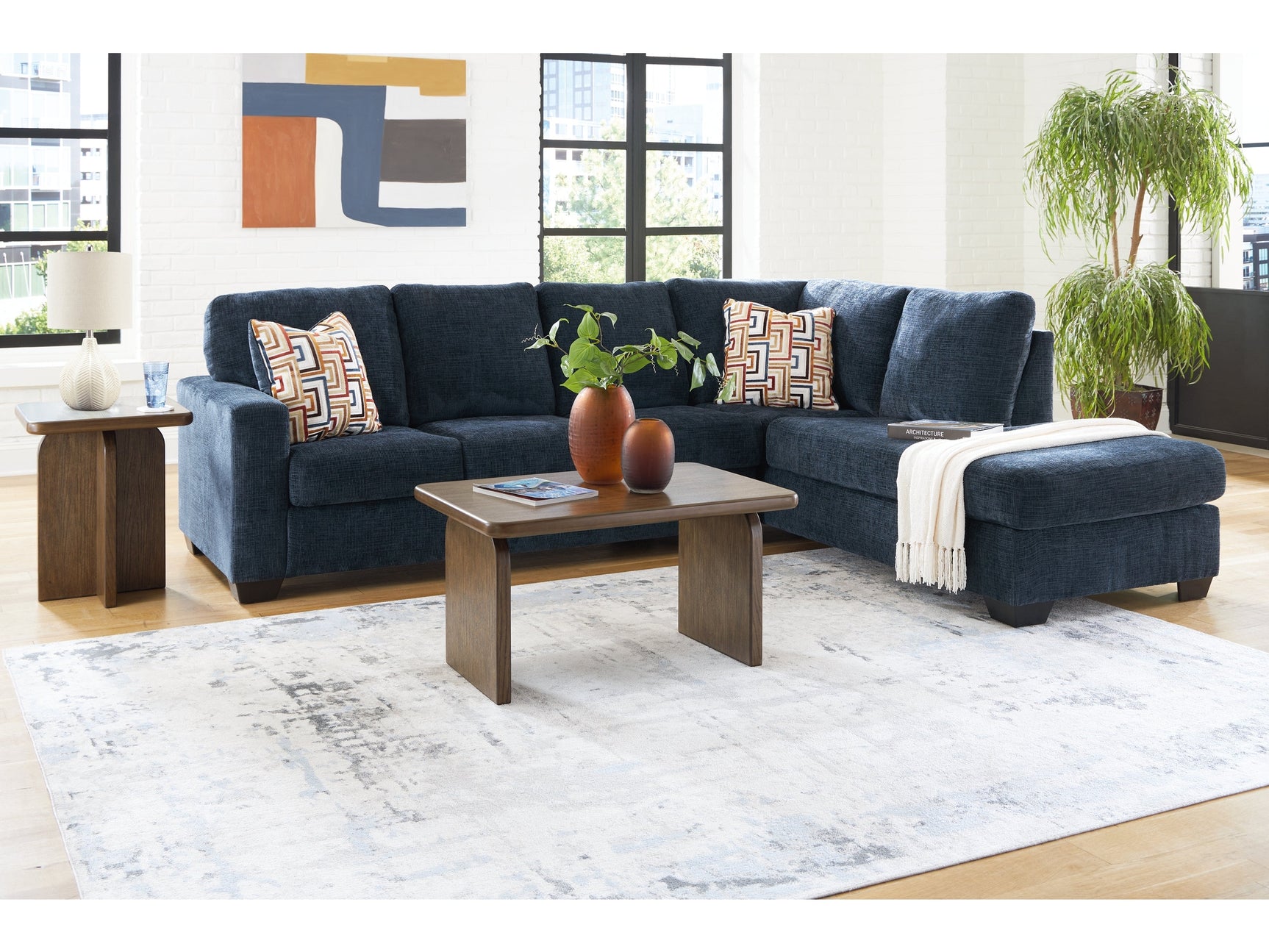 Aviemore Ink 2-Piece Sectional & Occasional Table Set & Lamp - Ornate Home