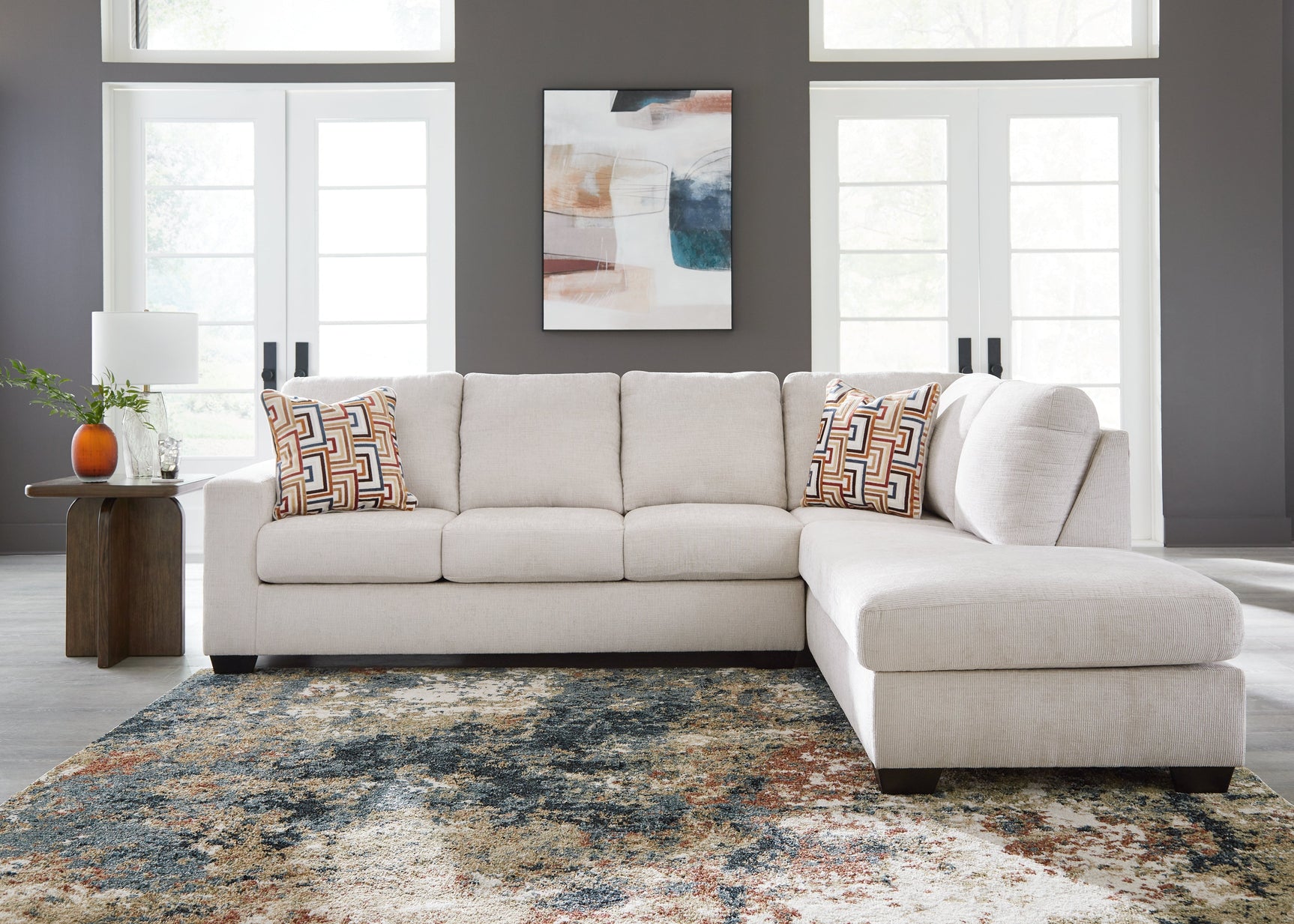 Aviemore Stone 2-Piece Sectional with RAF Chaise - Ornate Home