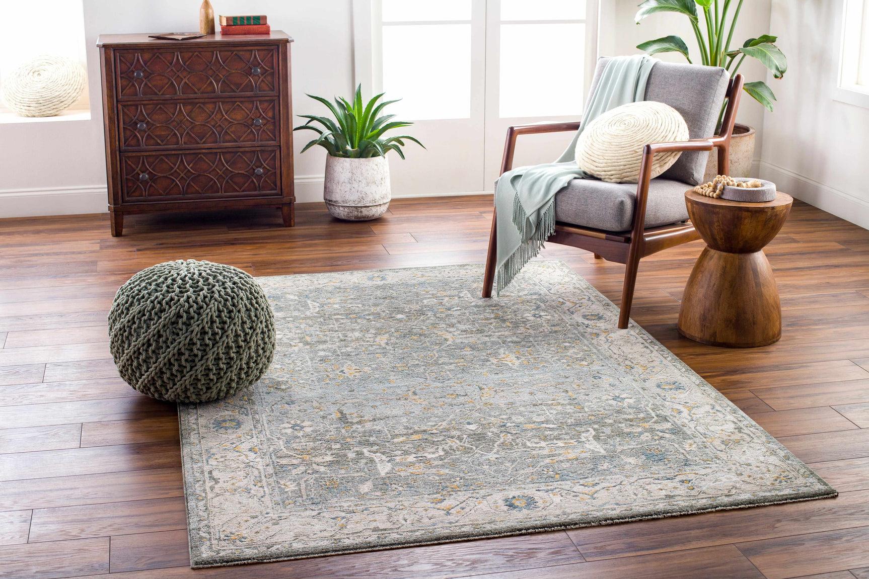 Aviva Teal Textured Rug with Fringes - Ornate Home