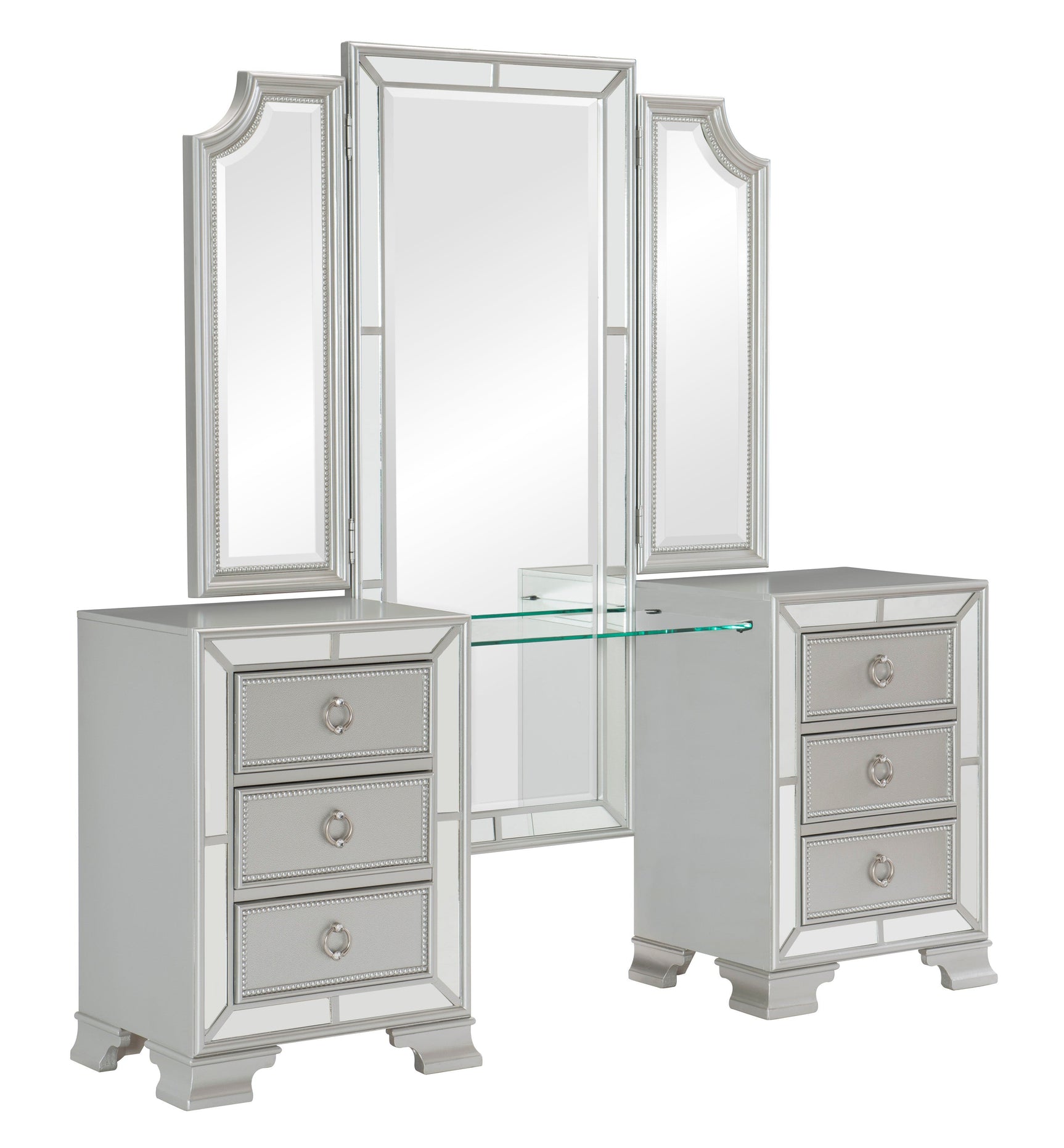 Avondale Silver Vanity Dresser with Mirror - Ornate Home