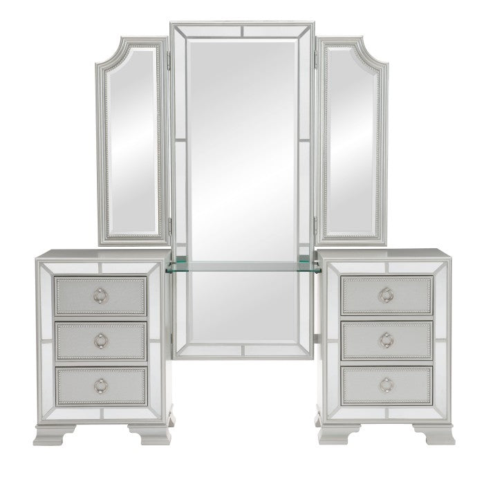 Avondale Silver Vanity Dresser with Mirror - Ornate Home