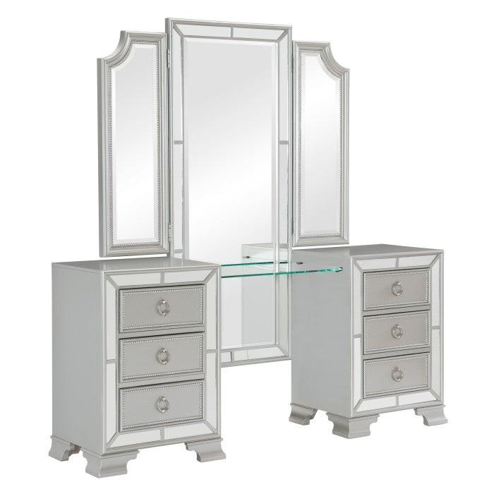 Avondale Silver Vanity Dresser with Mirror - Ornate Home