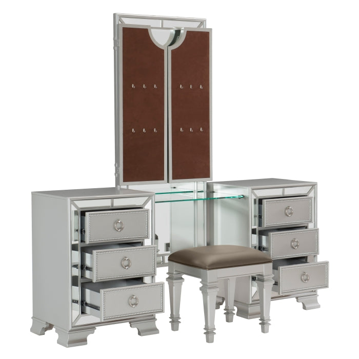 Avondale Silver Vanity Stool - Ornate Home