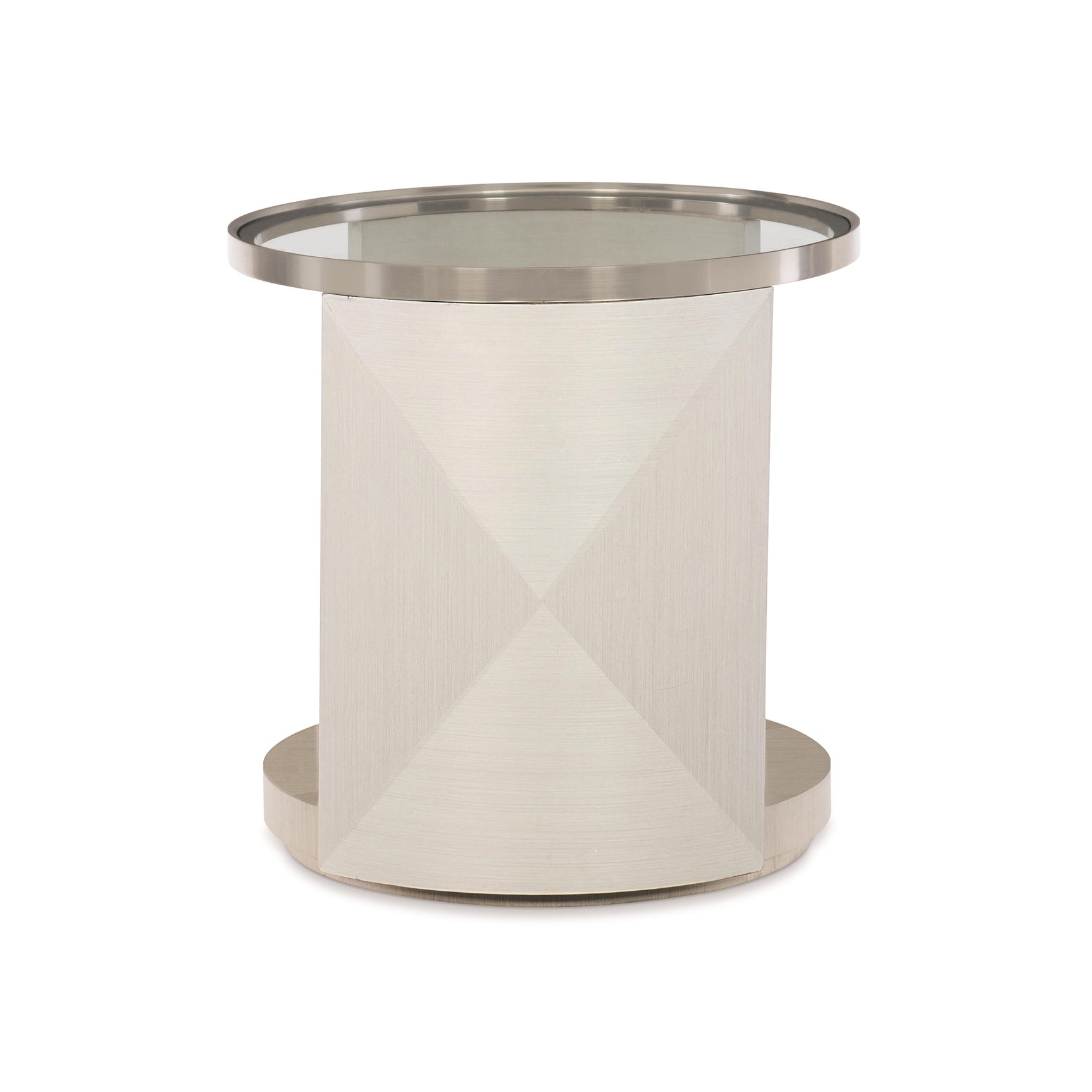 Axiom Brushed Silver/Linear Grey/Linear White Side Table - Ornate Home