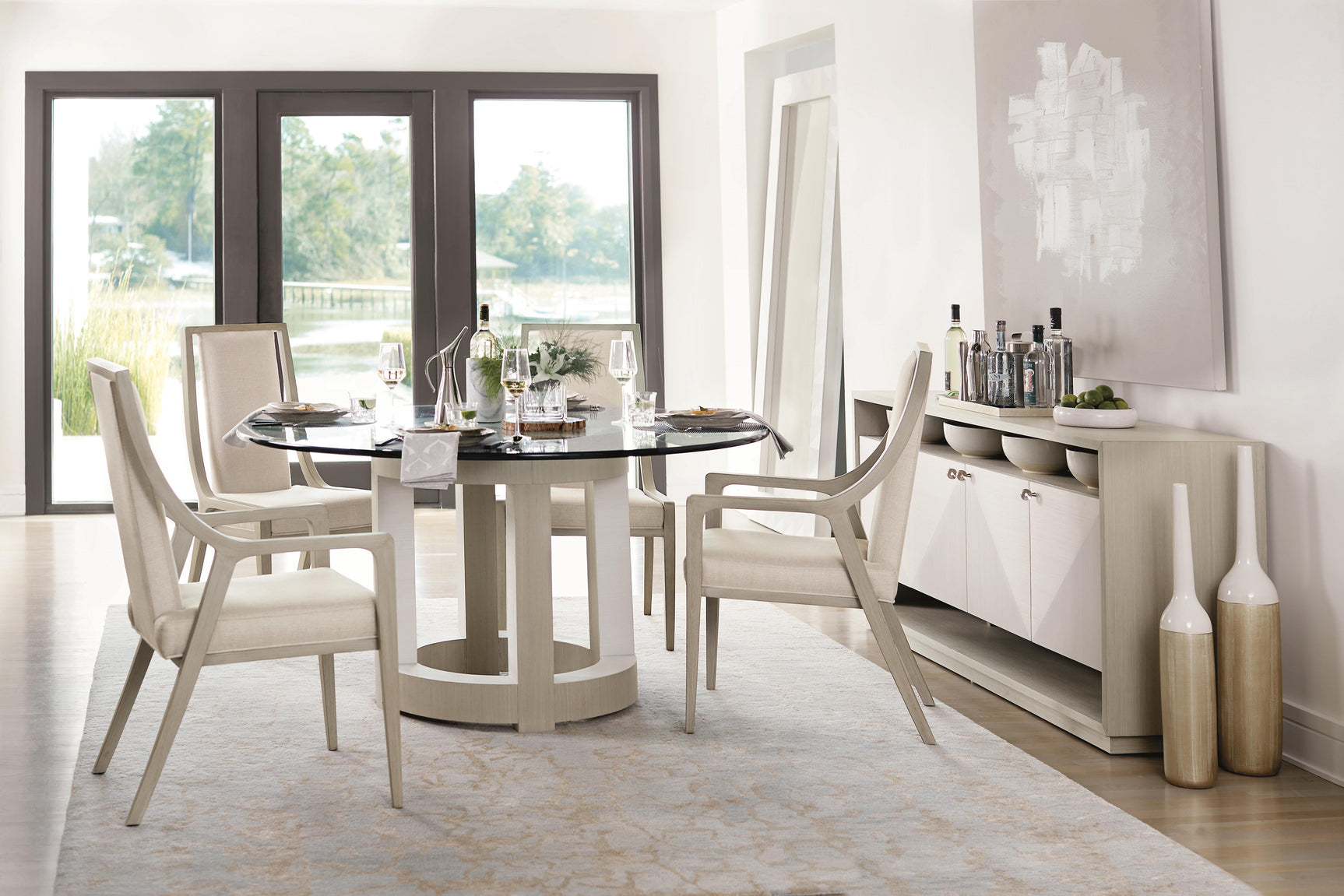 Axiom Linear Grey/Linear White Round 60" Dining Table - Ornate Home
