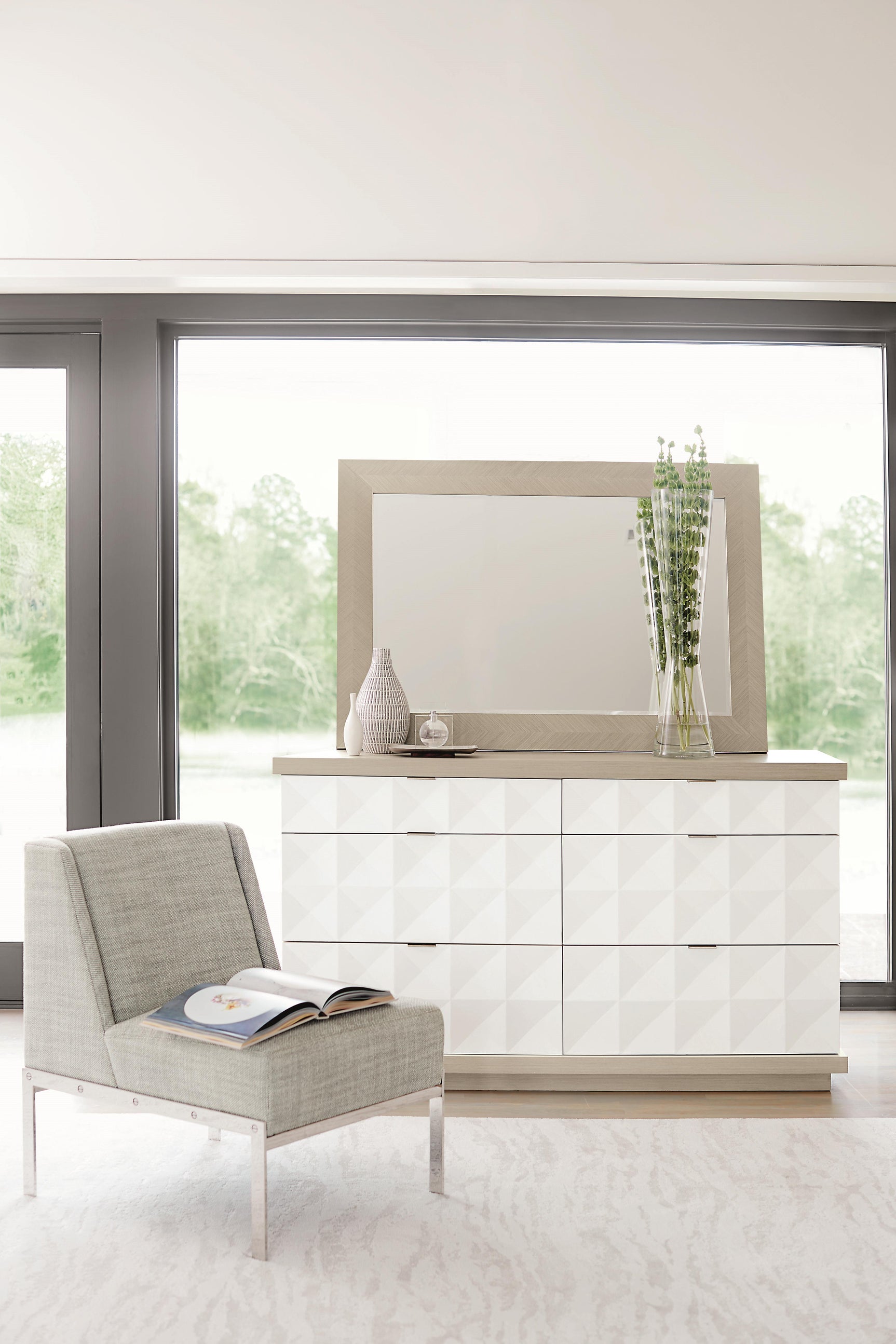 Axiom Linear Grey/Linear White/White Linen Dresser - Ornate Home