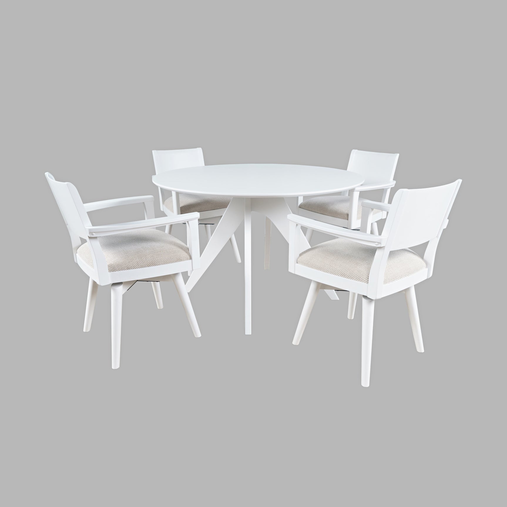 Axis White Dining Table w/ 4 Panel Back Swivel Dining Chair - Ornate Home