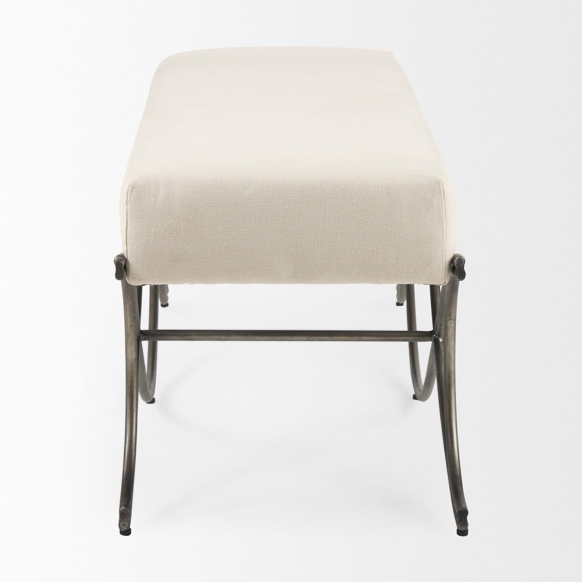 Ayla Cream/Antique Nickel Fabric Seat Bench - Ornate Home