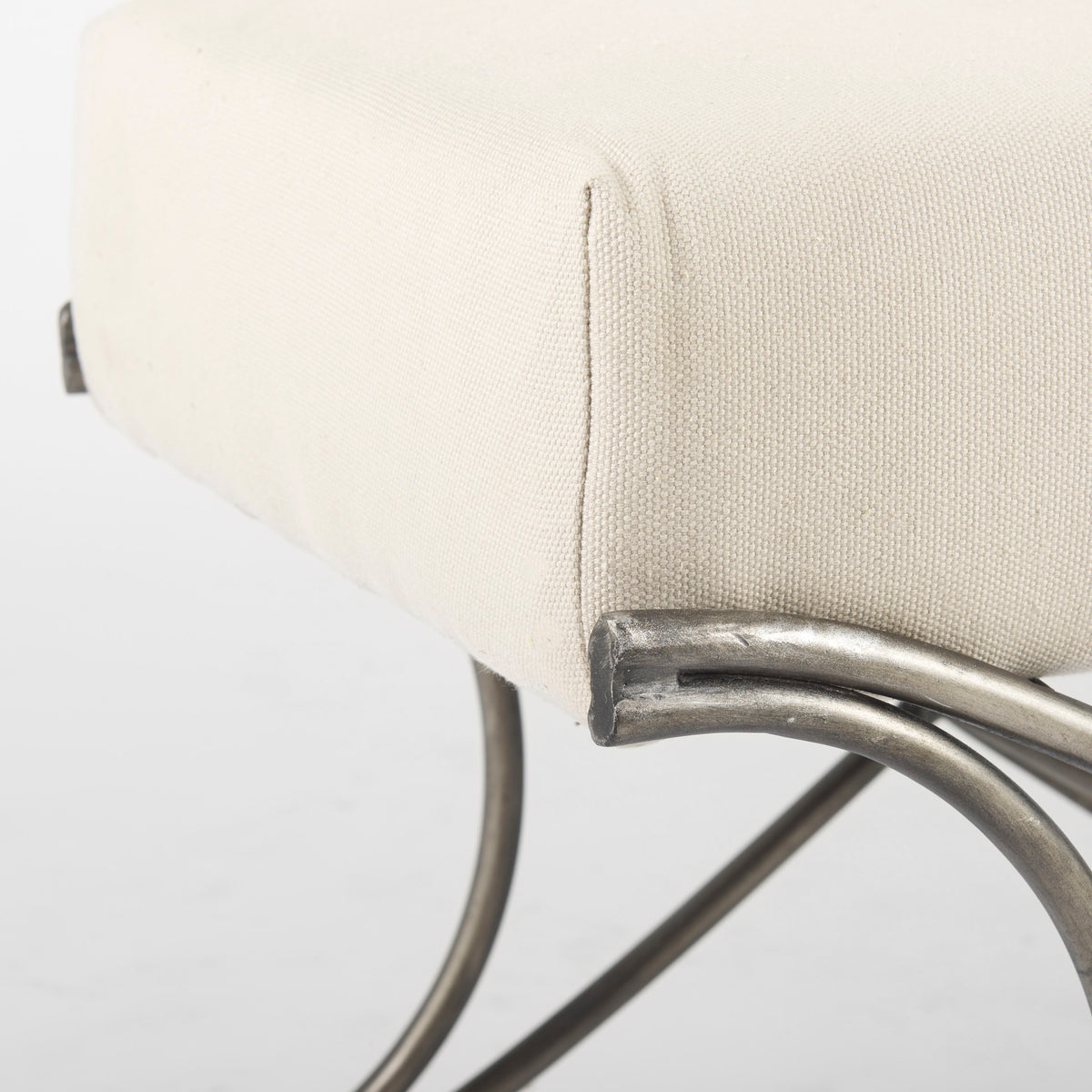 Ayla Cream/Antique Nickel Fabric Seat Bench - Ornate Home