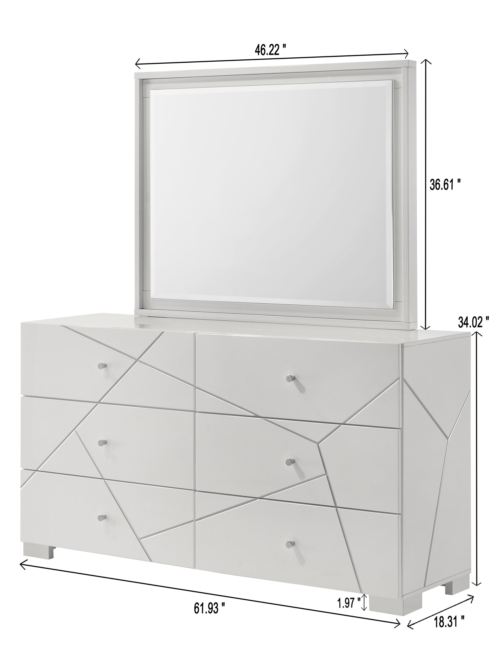 Ayla White Dresser Mirror - Ornate Home