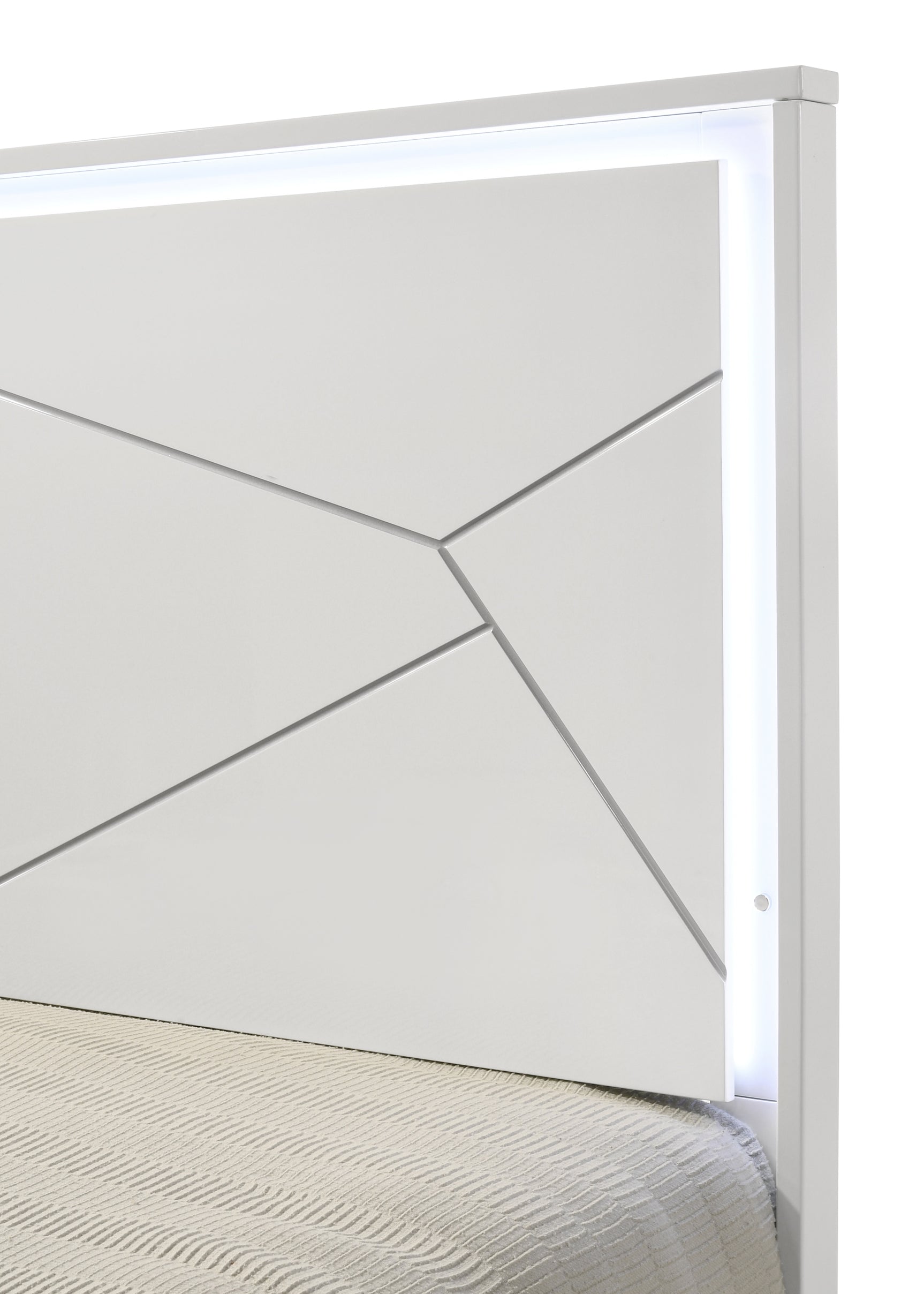 Ayla White King LED Panel Bed - Ornate Home