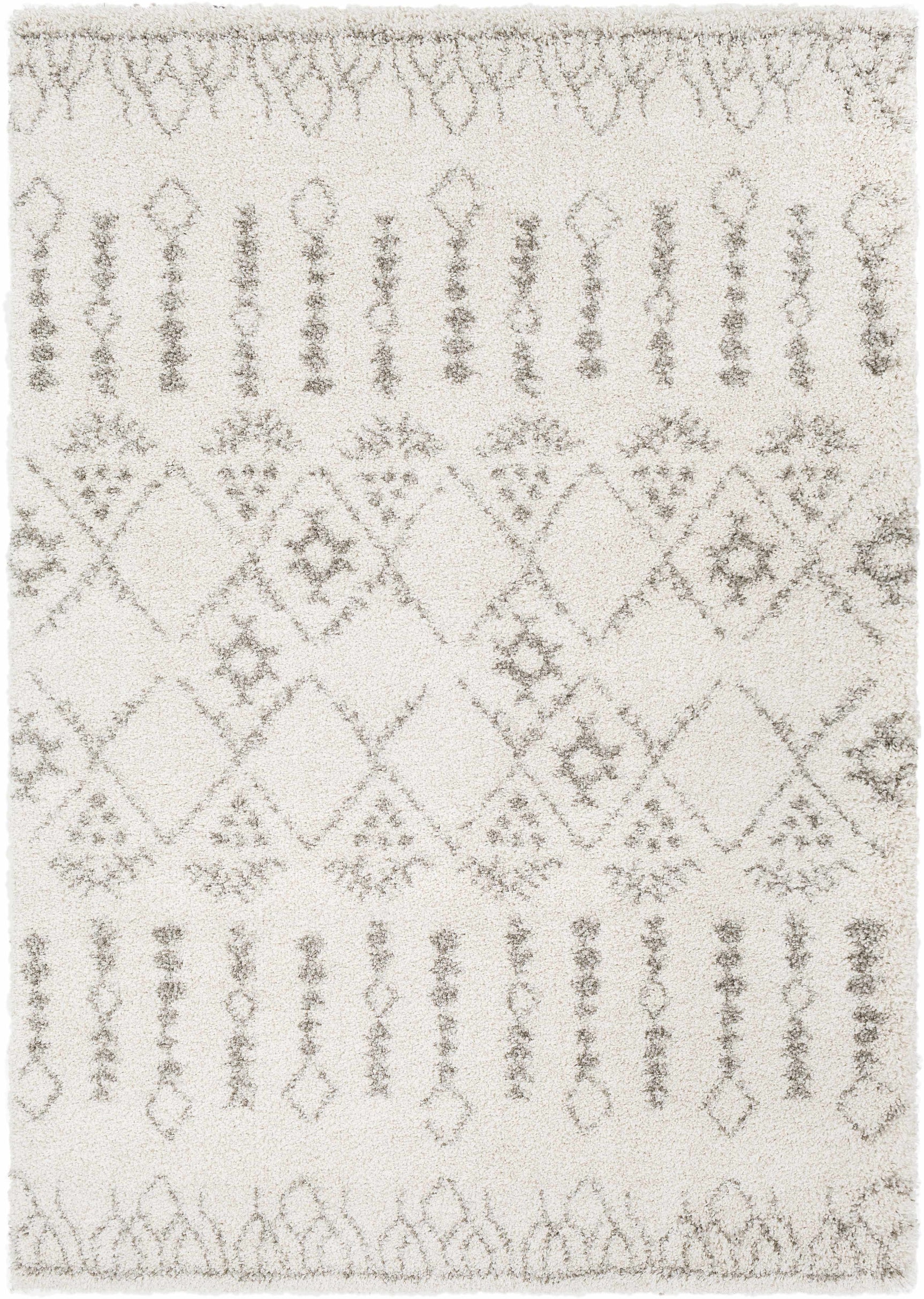 Aylett Beige Trellis Shag Rug - Clearance - Ornate Home