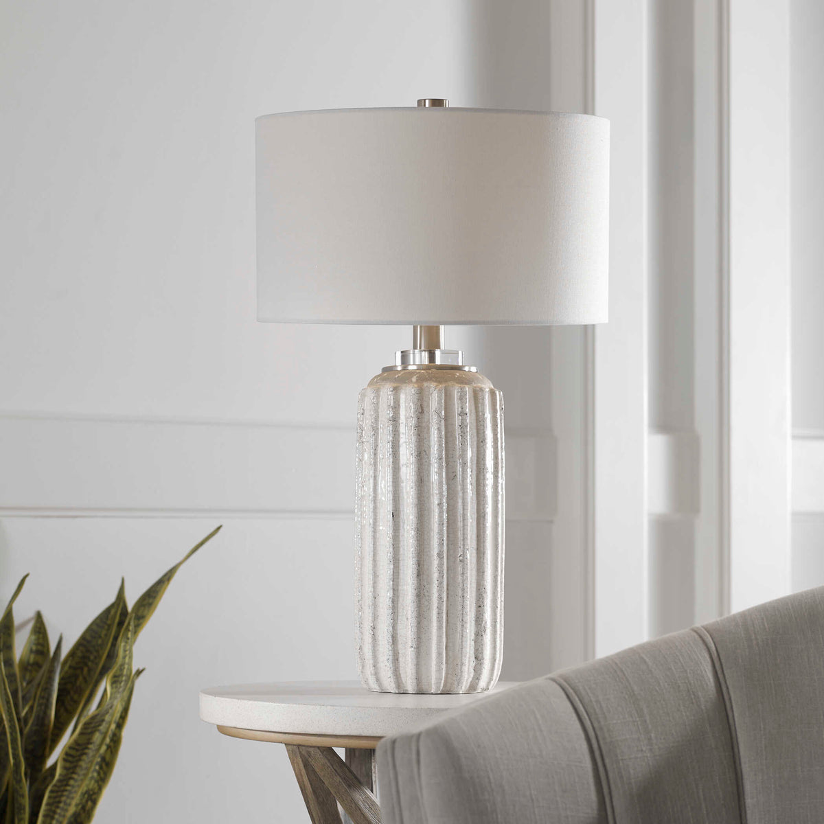 Azariah White Crackle Table Lamp - Ornate Home
