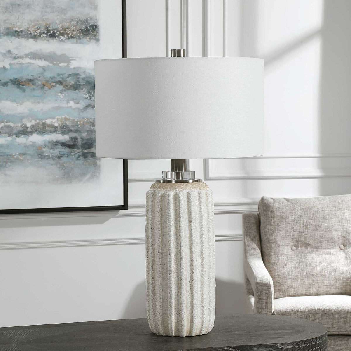 Azariah White Crackle Table Lamp - Ornate Home